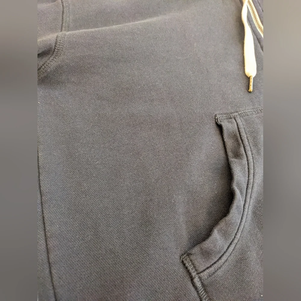 Navy Blue Tommy Jeans Zip Up Sweater with Hood and Red Stripe - Picture 4 of 9